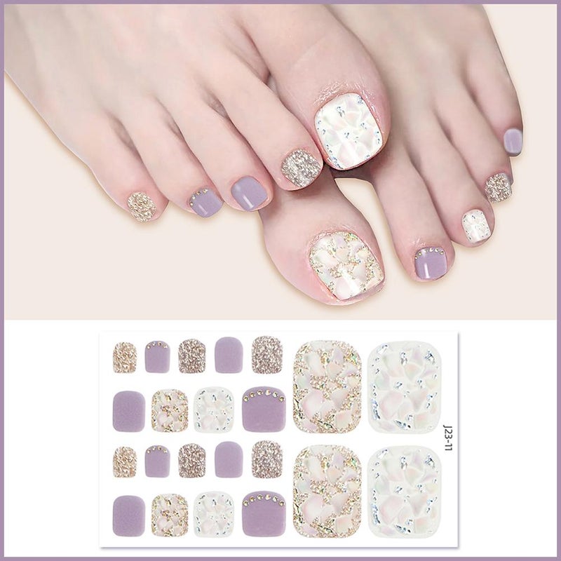 New waterproof toenail stickers with a trendy crystal glitter finish.